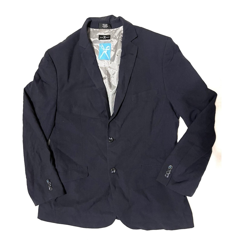 Marc Ecko MultiTask Black/Blue Travel Blazer Sport Coat Suit Jacket Men's